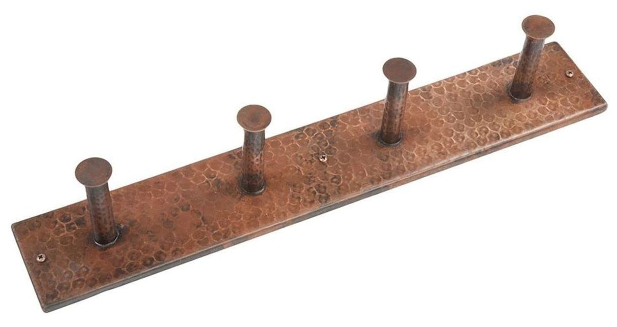Premier Copper Products RH4 Hand Hammered Copper Quadruple Robe / Towel Hook, Oil Rubbed Bronze