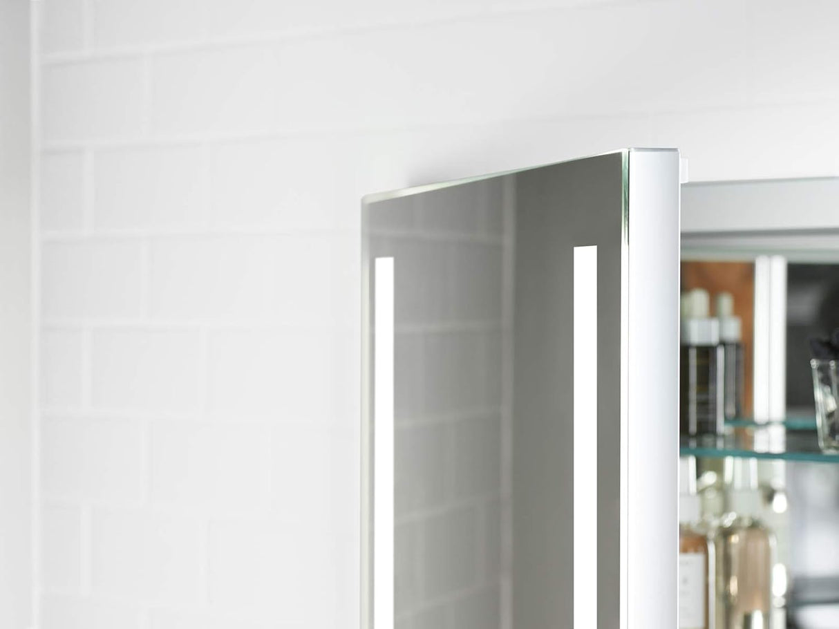 Kohler Verdera 24" x 30" Lighted Single Door Medicine Cabinet with Three Shelves, Built-in Outlets and Flip Out Magnifying Mirror - CA Title 24 Compliant