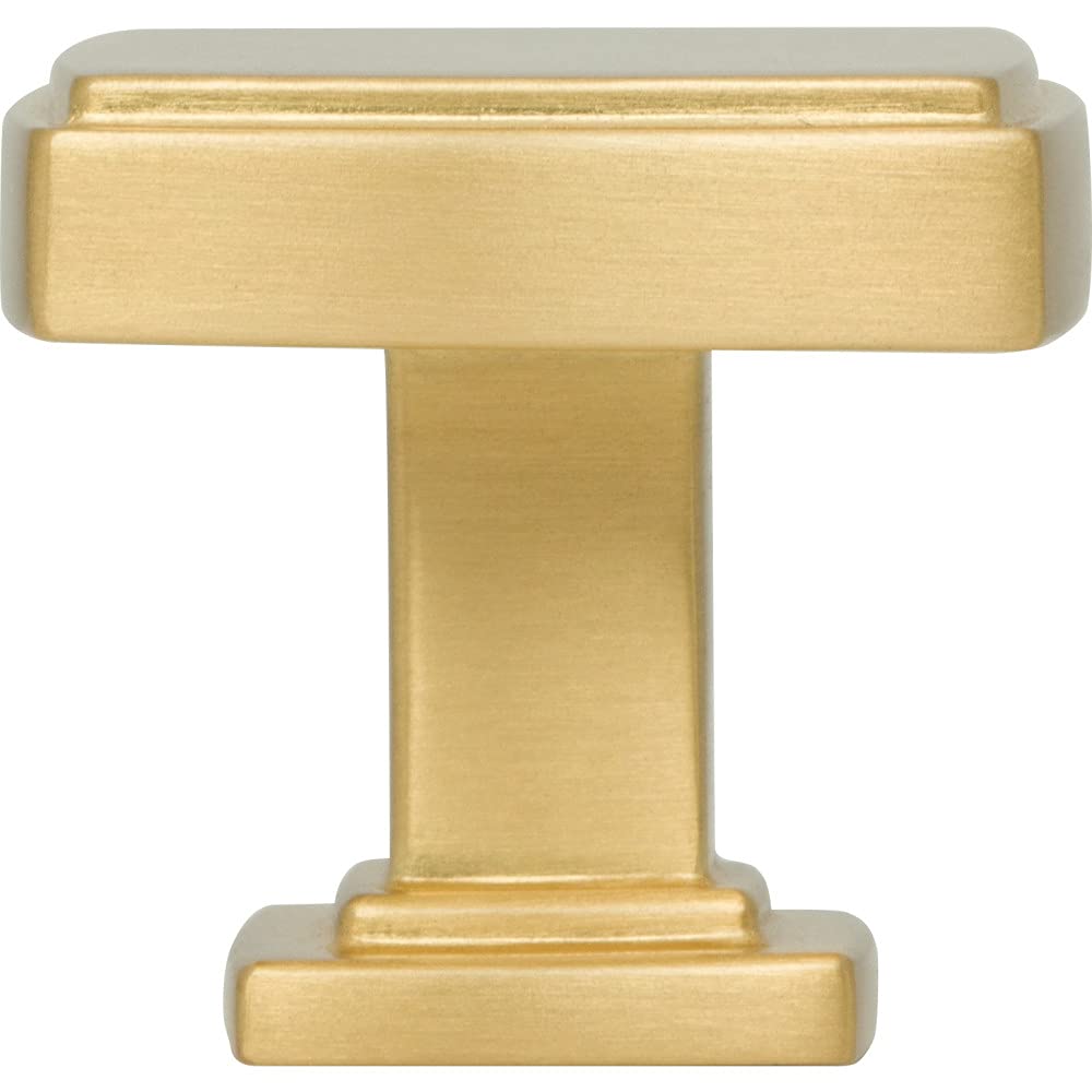 Jeffrey Alexander 141BG 1-1/4" Overall Length Brushed Gold Square Renzo Cabinet Knob