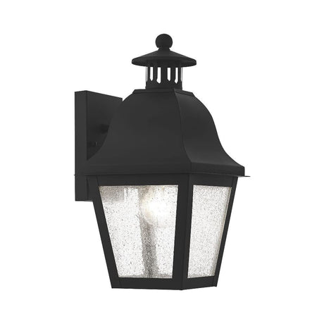 Livex Lighting 2550-04 Outdoor Wall Lantern with Seeded Glass Shades, Black