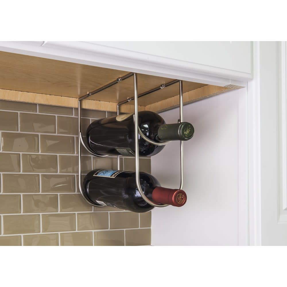 Hardware Resources WBH-SN-R Satin Nickel Under Cabinet Wine Bottle Rack