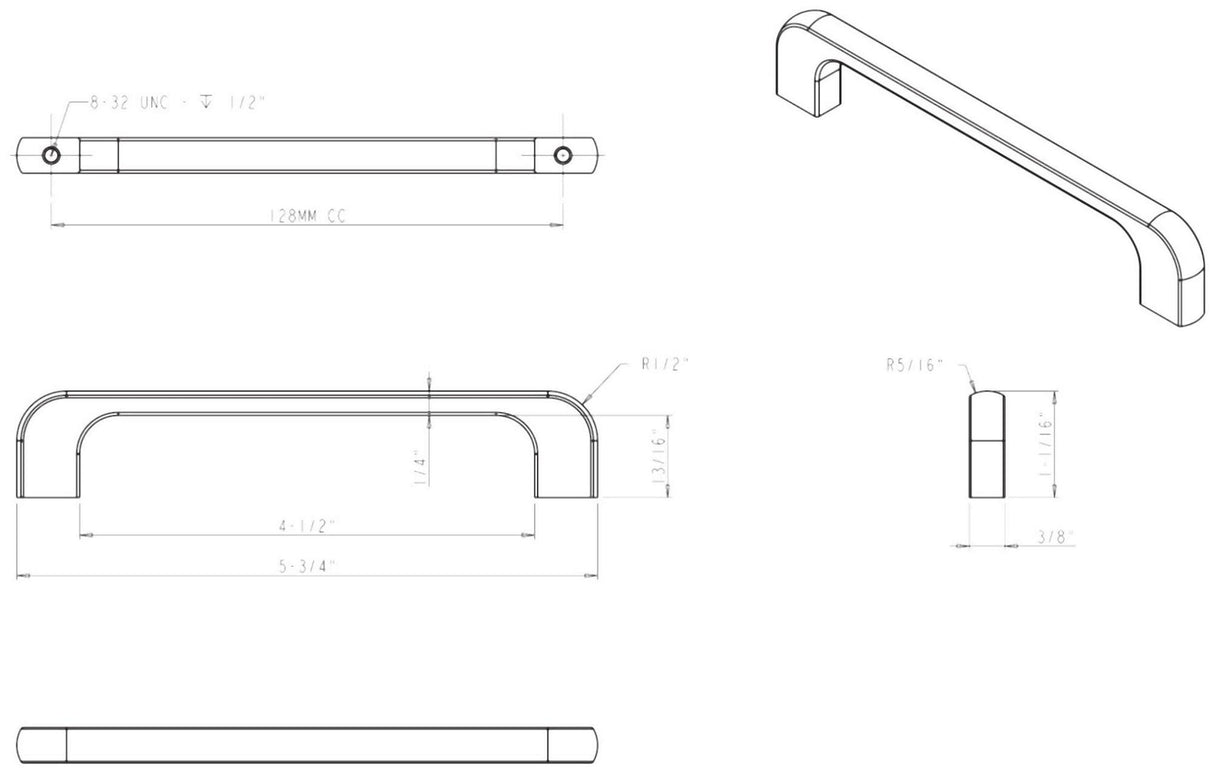Jeffrey Alexander 264-128DBAC 128 mm Center-to-Center Brushed Oil Rubbed Bronze Alvar Cabinet Pull