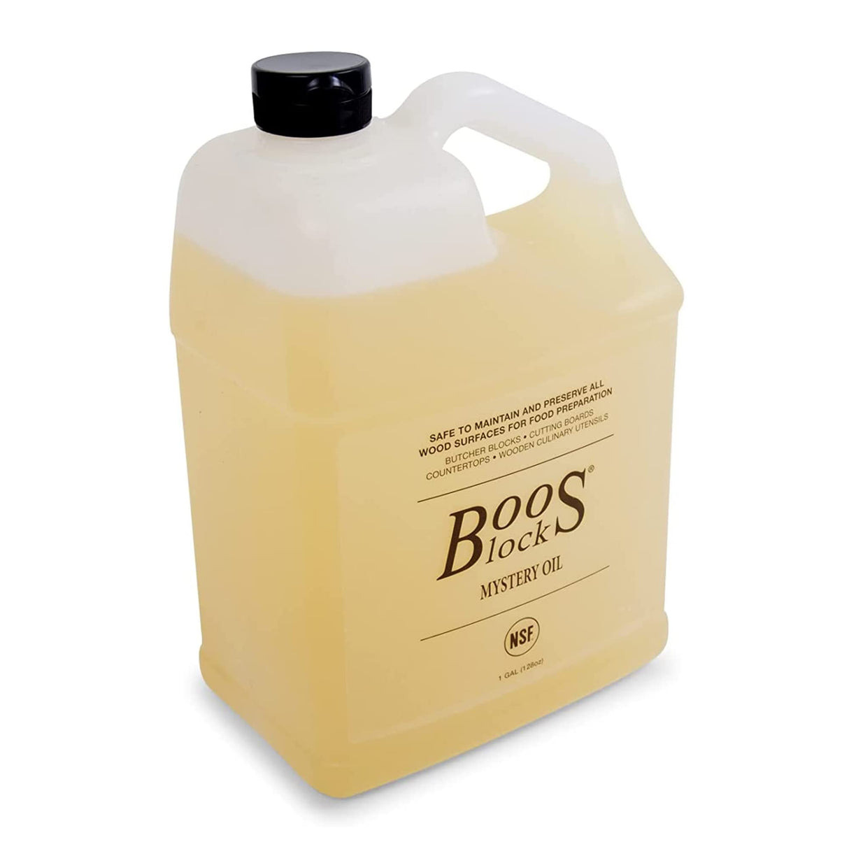 John Boos MYS128 Extra Large 1 Gallon Mystery Butcher Block Oil for Food Preparation Surfaces and Equipment with Natural White Mineral Beeswax GALLON (128 OZ) OF MYSTERY OIL