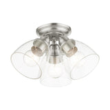 Livex Lighting 46339-91 Montgomery Collection 3-Light Flush Mount Ceiling Light with Clear Glass Shades, Brushed Nickel