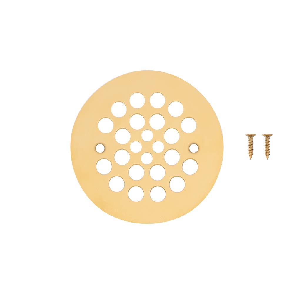 Premier Copper Products D-415PB 4.25-Inch Round Shower Drain Cover in Polished Brass