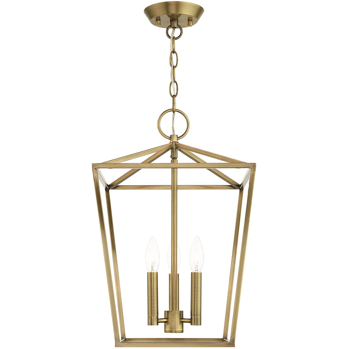 Livex Lighting 49433-01 Devone Collection 3-Light Convertible Semi-Flush Lantern Ceiling Fixture, Antique Brass