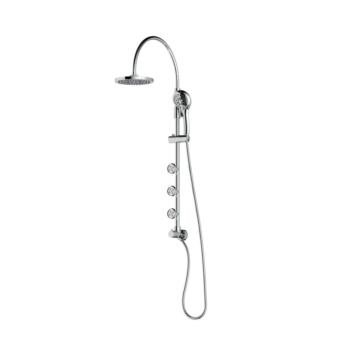 PULSE ShowerSpas 7001-CH Riviera Shower System with 8" Rain Showerhead, 3 Body Sprays, 5-Function Hand Shower, Polished Chrome Finish