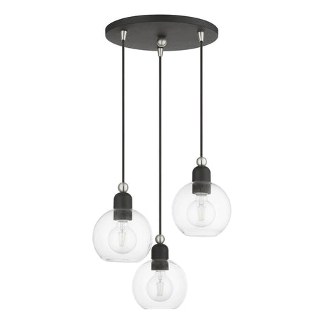 Downtown 3 Light Multi Pendant in Black with Brushed Nickel (48973-04)