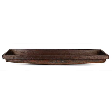 Premier Copper Products VREC60SKDB 60-Inch Rectangle Skirted Vessel Hammered Copper Sink