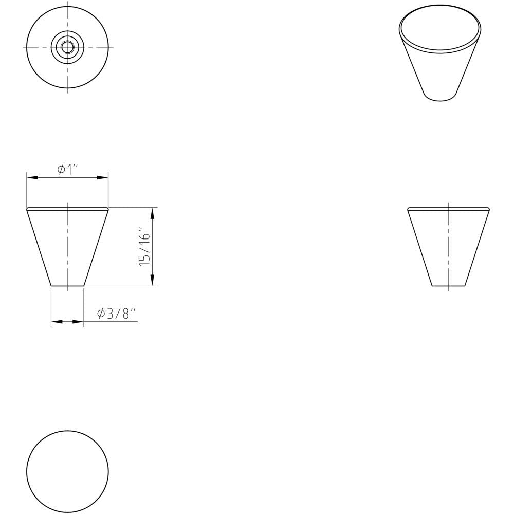 Elements 26MB 1" Diameter Matte Black Conical Sedona Cabinet Knob