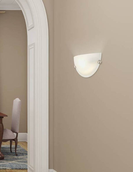 Livex Lighting 4271-91 Home Basics 1 Light Brushed Nickel Wall Sconce with White Alabaster Glass