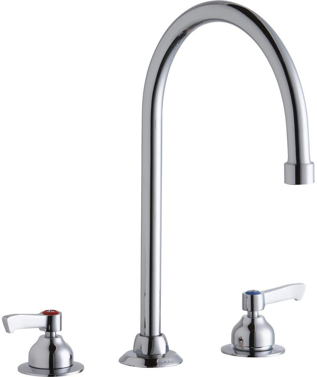 Elkay LK800GN08L2 Chrome Concealed Deck Faucet with 8" Gooseneck Spout and 2" Lever Handles