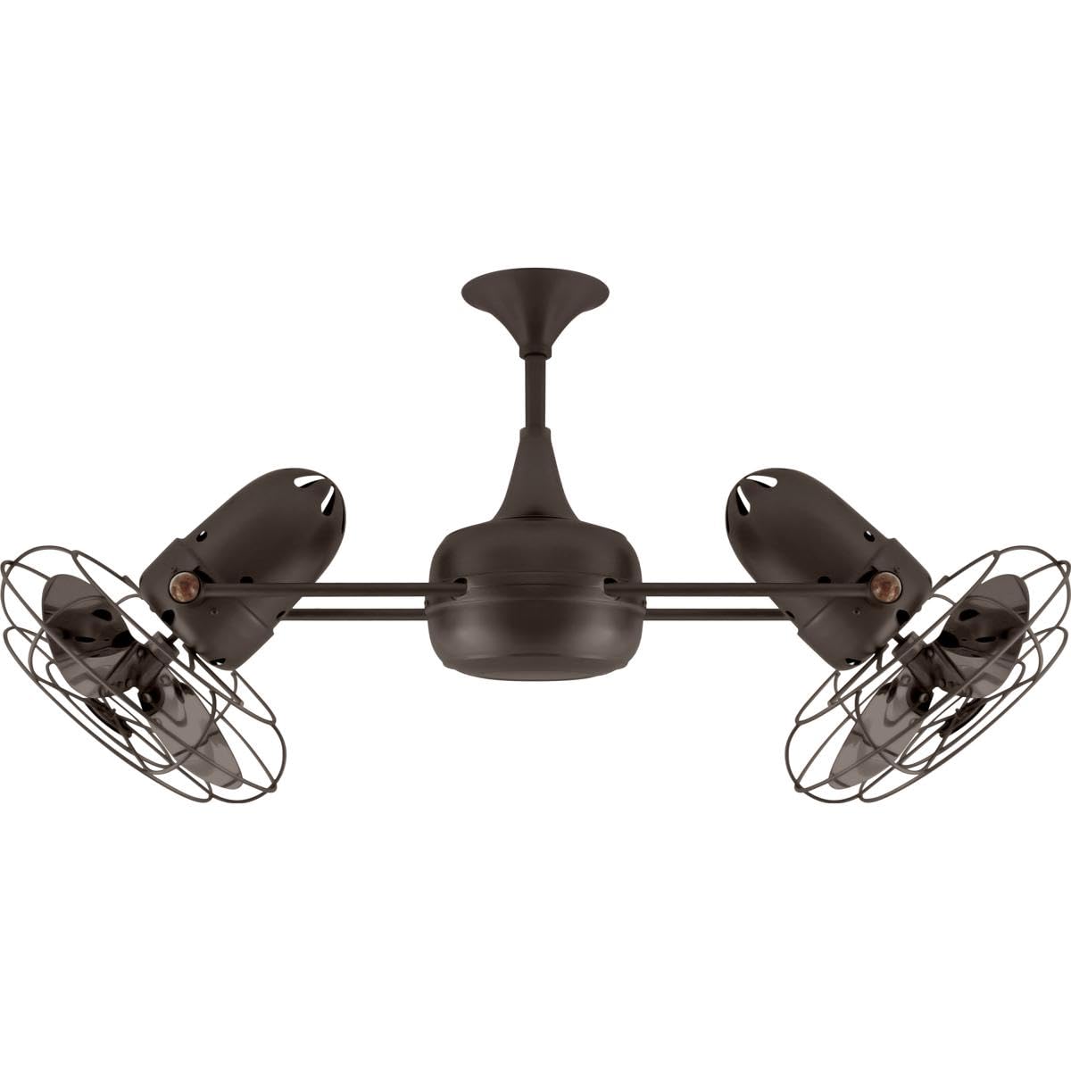 Matthews Fan DD-BZZT-MTL Duplo Dinamico 360” rotational dual head ceiling fan in Bronzette finish with metal blades.