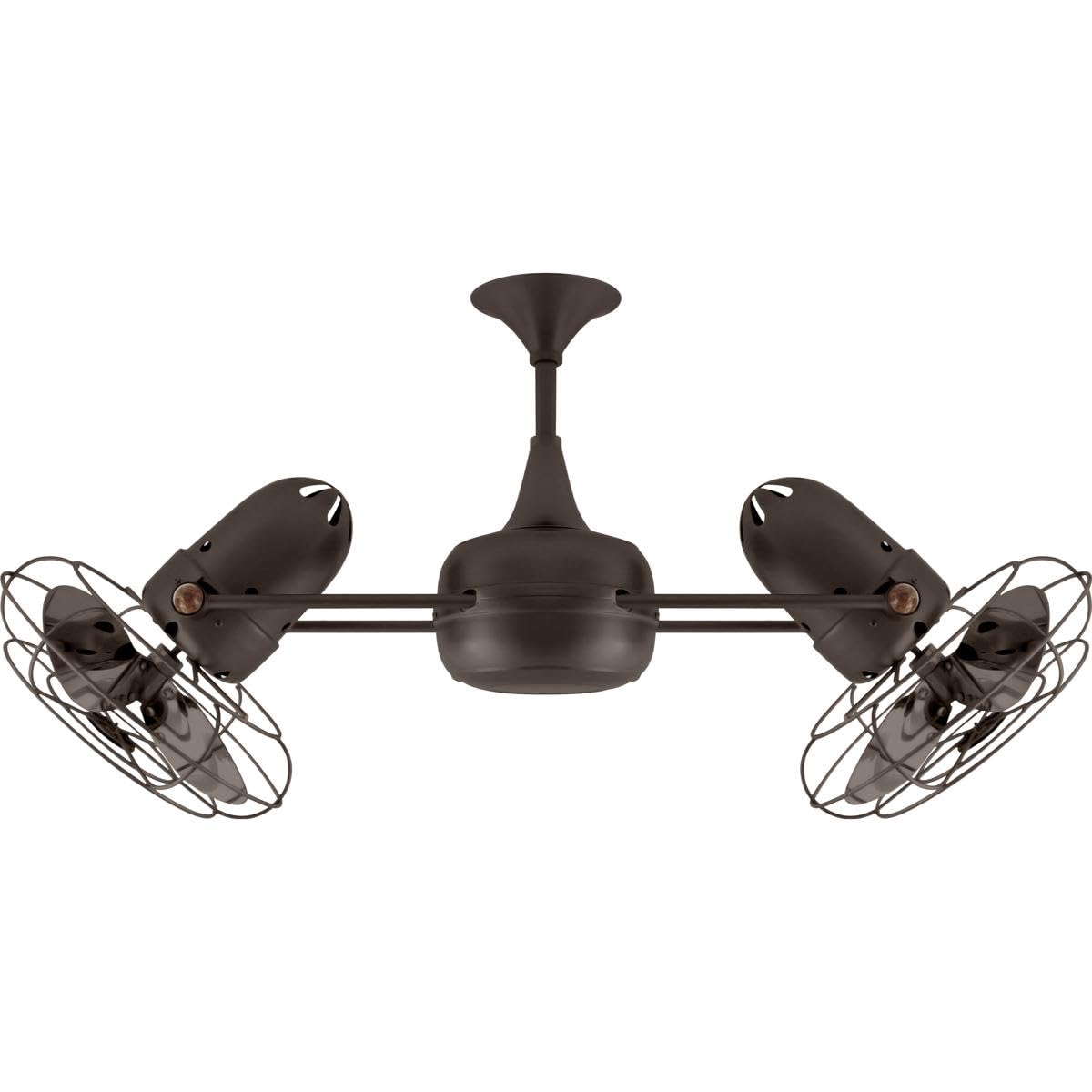 Matthews Fan DD-BZZT-MTL Duplo Dinamico 360” rotational dual head ceiling fan in Bronzette finish with metal blades.