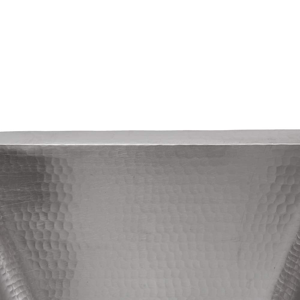 Premier Copper Products BS15EN3 15-Inch Square Hammered Copper Bar/Prep Sink in Nickel with 3.5-Inch Drain Size