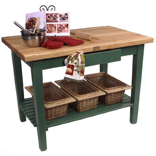 John Boos C3624-S-BS Rectangular Work Table (36 x 24 Basil Green with Shelf)