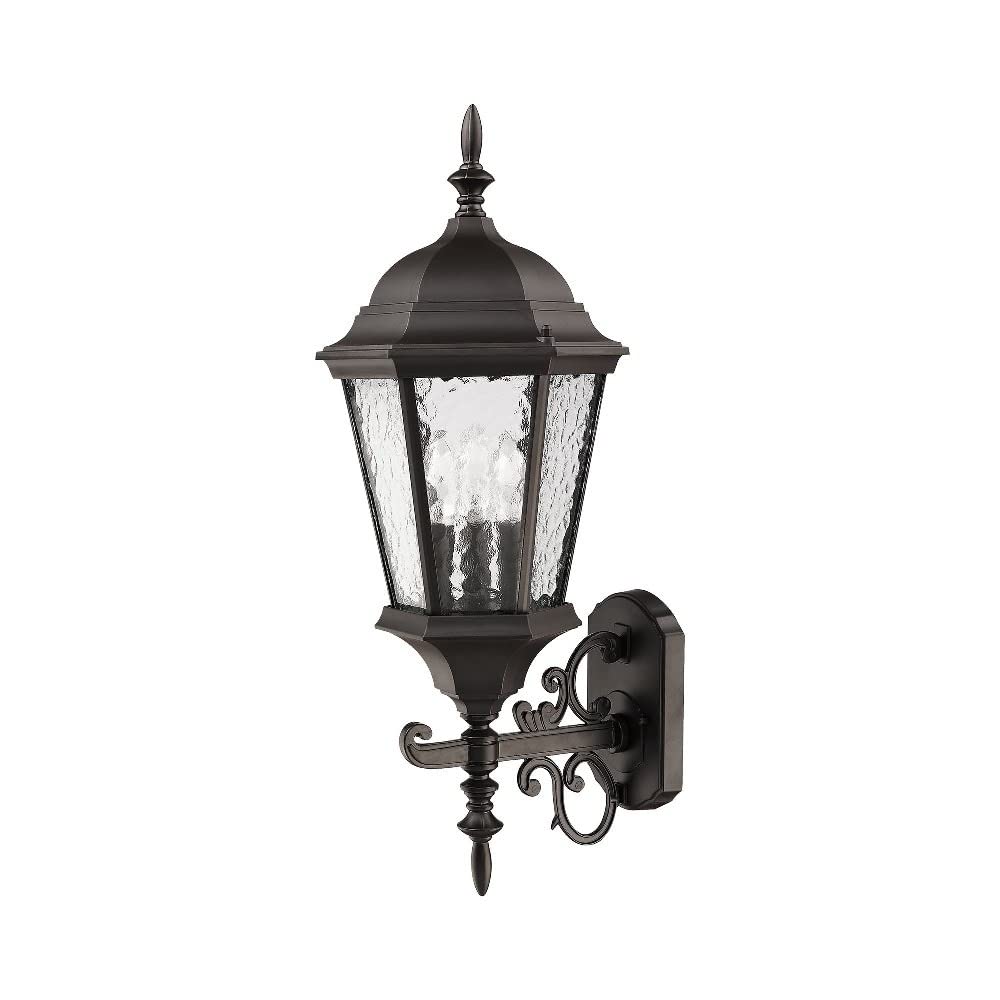 Livex Lighting 7561-14 Outdoor Wall Lantern with Clear Beveled Glass Shades, 23.5" x 9.5", Black