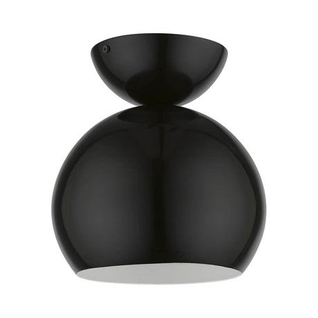 Livex Lighting 45487-68 Stockton 1 Light 8 inch Shiny Black Semi-Flush Ceiling Light, Globe