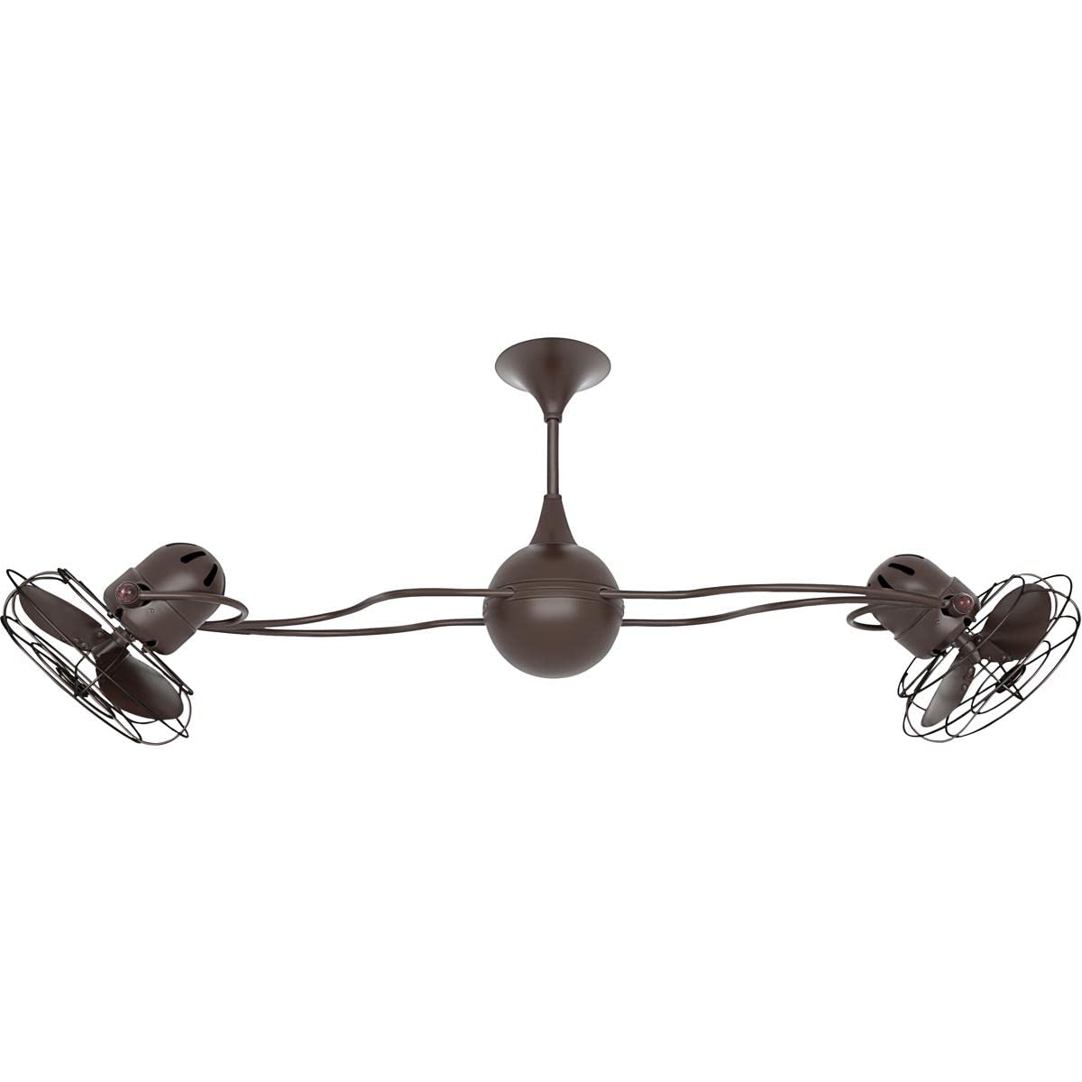 Matthews Fan IV-BZZT-MTL Italo Ventania 360° dual headed rotational ceiling fan in bronzette finish with metal blades.