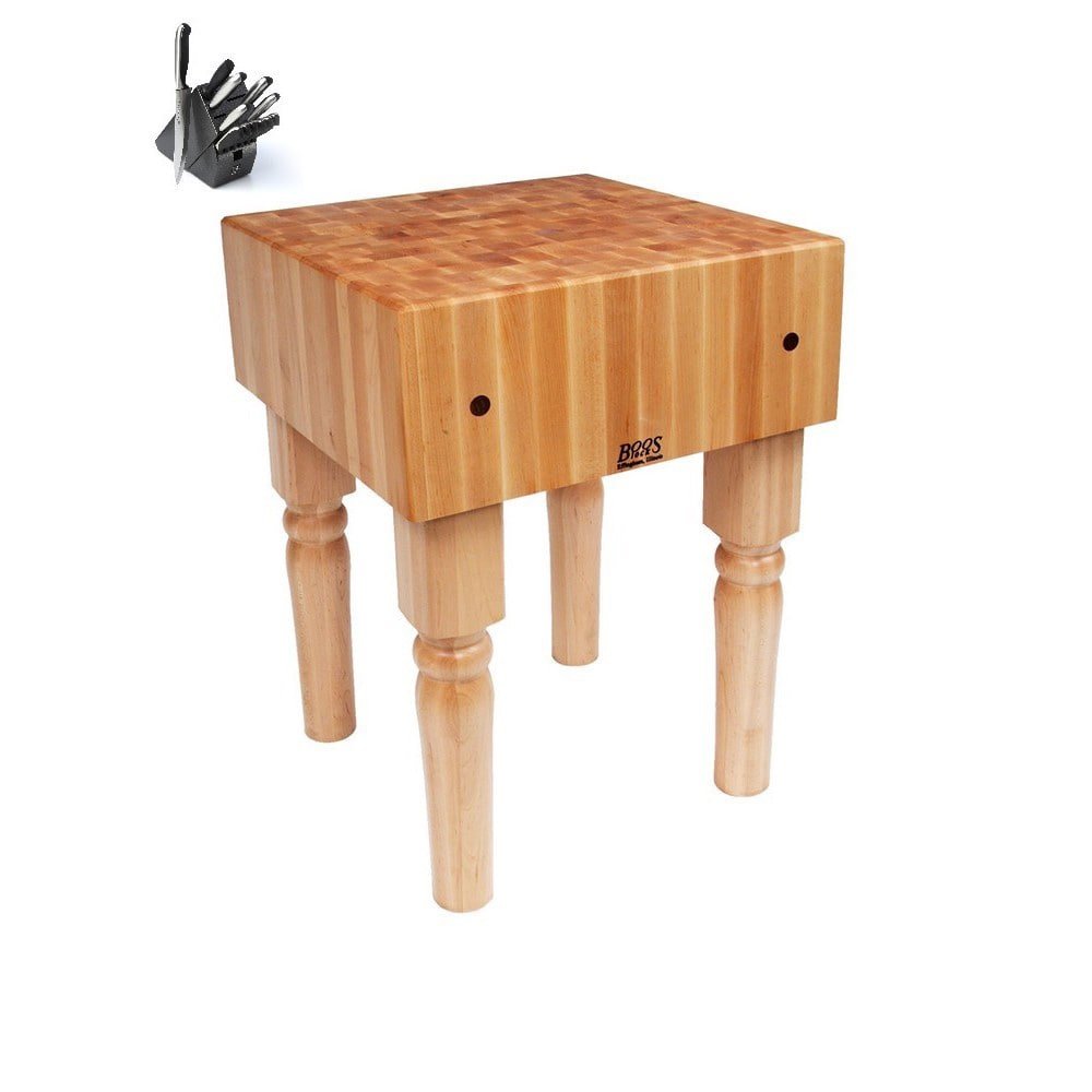 John Boos AB01-C Maple AB Butcher Block Table with Casters, 18 x 10 inch - 1 Each. BLOCK 18X18X10 W/CASTERS-