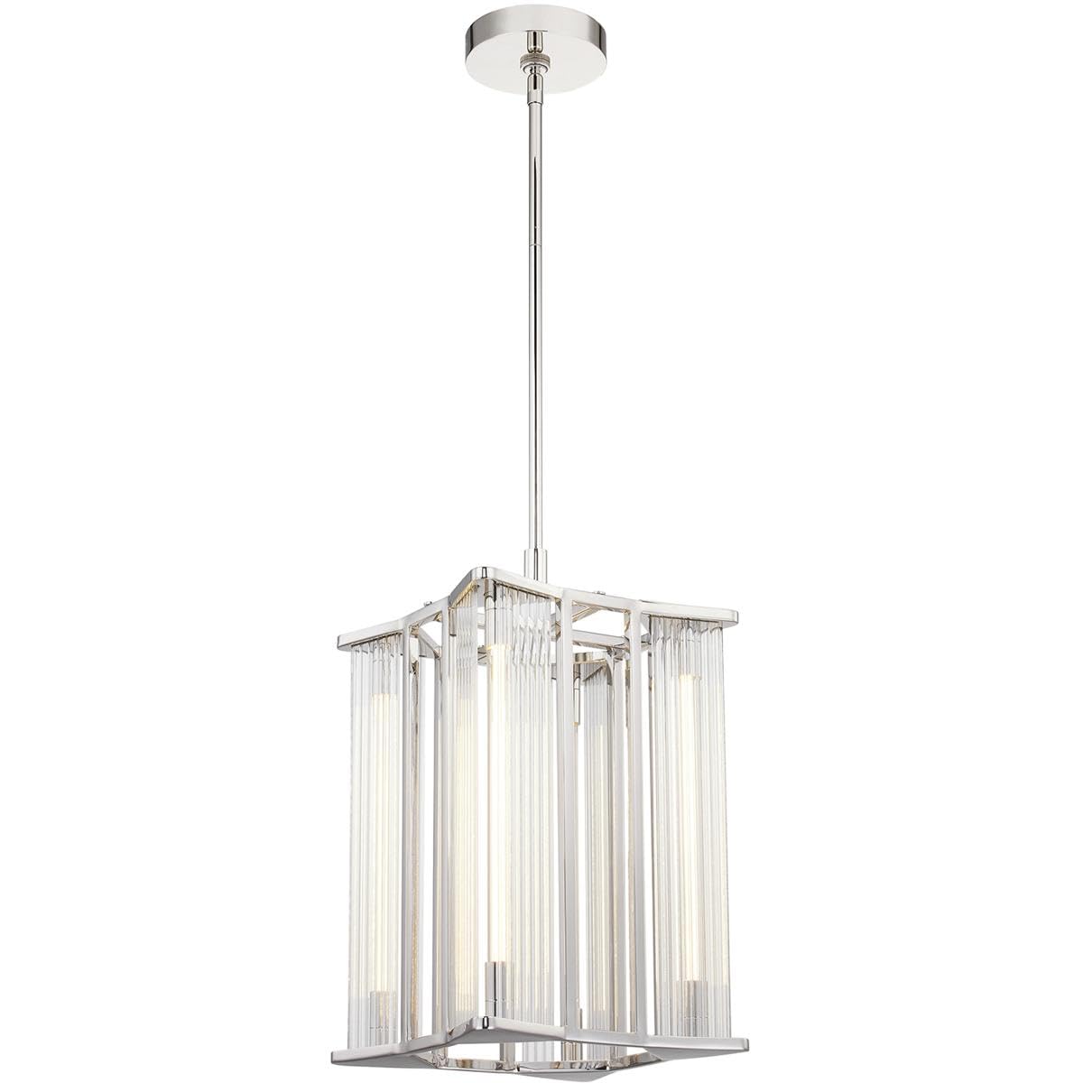 Alora PD339415PNCR SABRE 11" PD POLISHED NICKEL CLEAR RIBBED GLASS 30W LED 90 2700K DC LED