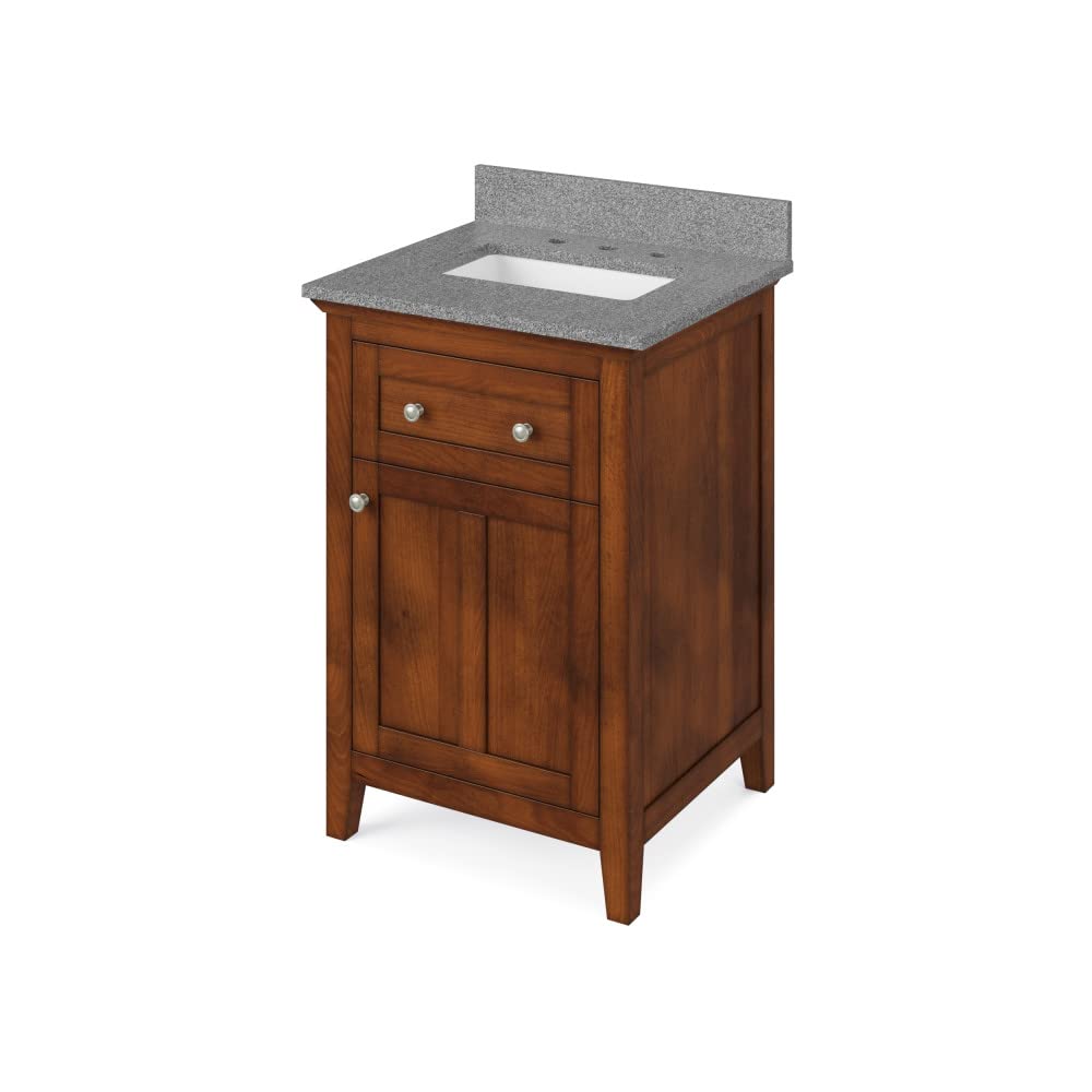 Jeffrey Alexander VKITCHA24CHSGR 24" Chocolate Chatham Vanity, Steel Grey Cultured Marble Vanity Top, undermount rectangle bowl