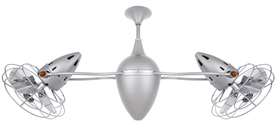 Matthews Fan AR-BZZT-MTL Ar Ruthiane 360° dual headed rotational ceiling fan in bronzette finish with metal blades.