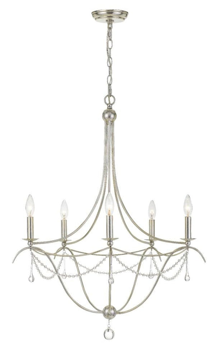 Metro 5 Light Crystal Beads Antique Silver Chandelier 425-SA