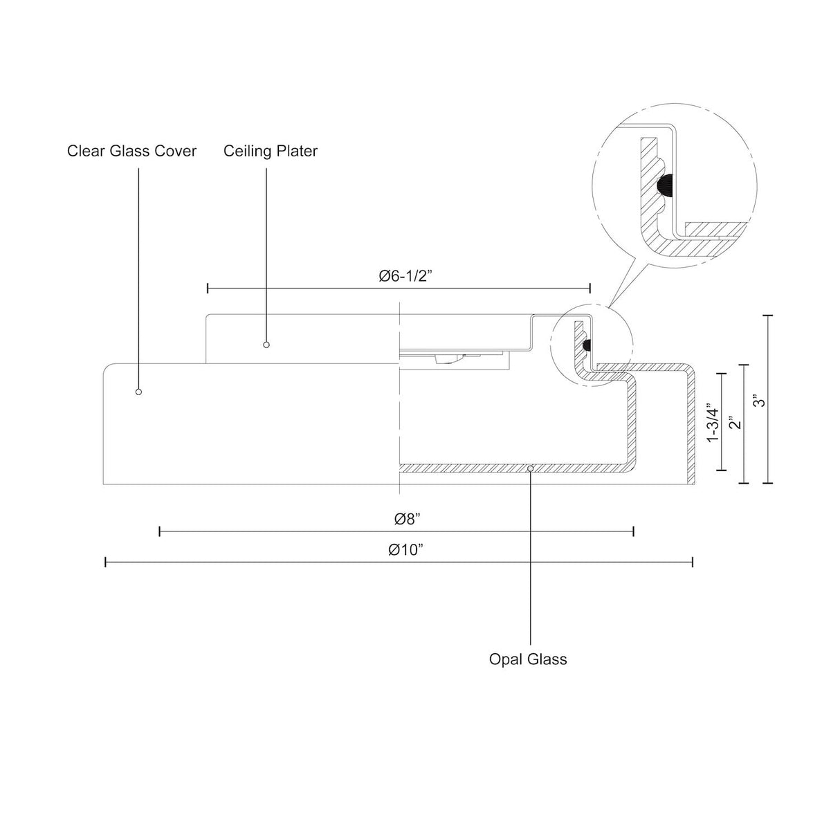 Kuzco FM48610 ASTON 10" FM Clear 120V ELV LED 3000K 90CRI 13W