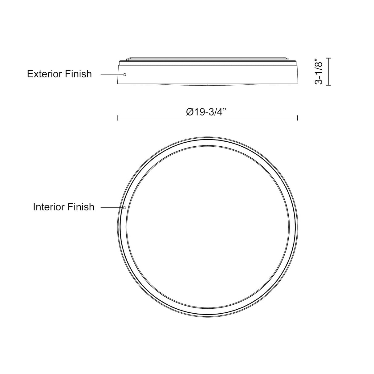 Kuzco FM43920-BK/WT ESSEX 20" FLUSH MOUNT BLACK OUTER WALNUT INNER 42W 120VAC LED 3000K 90CRI