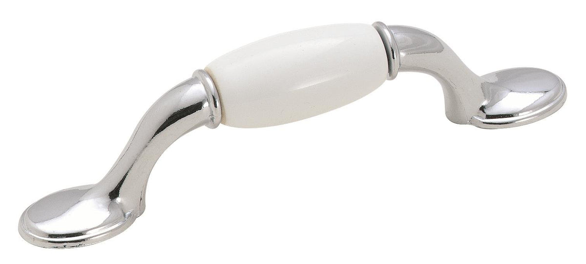 Amerock Cabinet Pull White / Polished Chrome 3 inch (76 mm) Center to Center Everyday Heritage 1 Pack Drawer Pull Drawer Handle Cabinet Hardware