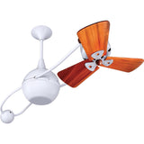 Matthews Fan B2K-WH-WD Brisa 360° counterweight rotational ceiling fan in Gloss White finish with solid sustainable mahogany wood blades.
