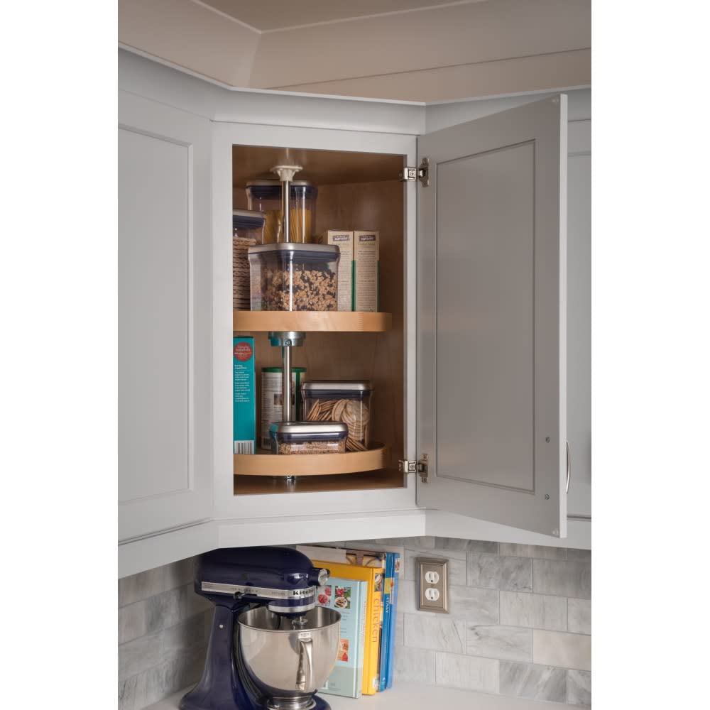 Hardware Resources LSR224-SET 24" Round Two-Shelf Wood Lazy Susan Set