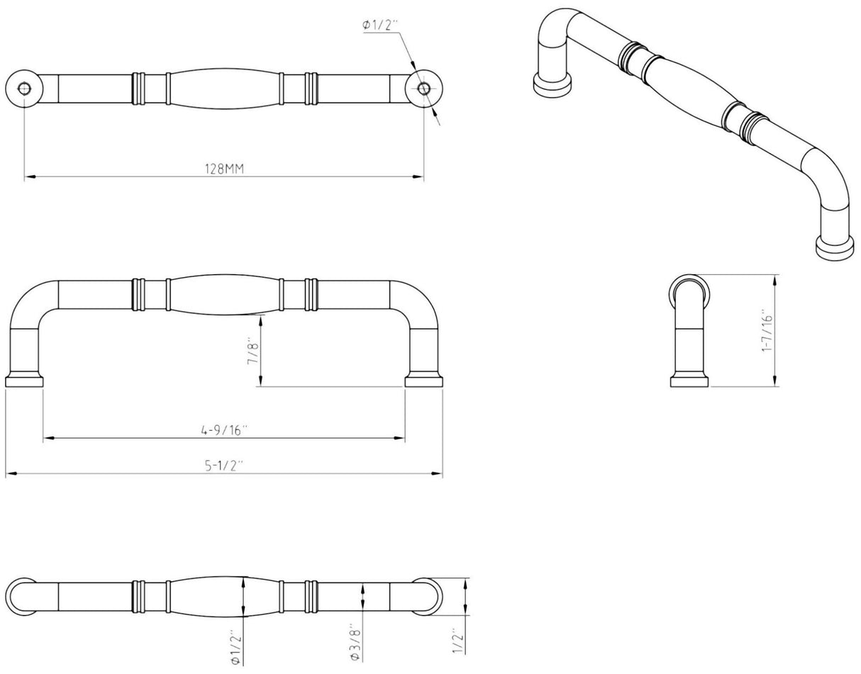 Jeffrey Alexander Z290-128-PC 128 mm Center-to-Center Polished Chrome Durham Cabinet Pull