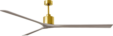 Matthews Fan NKXL-BRBR-GA-90 Nan XL 6-speed ceiling fan in Brushed Brass finish with 90” solid gray ash tone wood blades