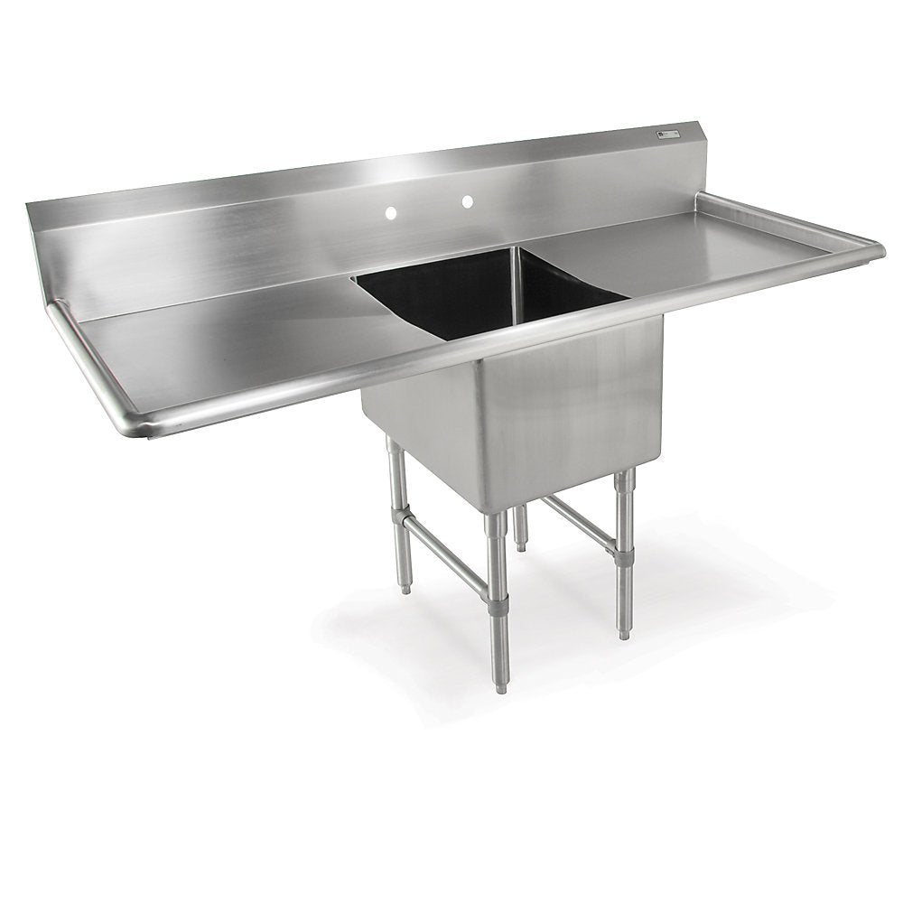 John Boos 1B244-2D24 16-Gauge Stainless Steel Sinks With Drain Boards - 24"Lx24"W Bowl 1 Sink