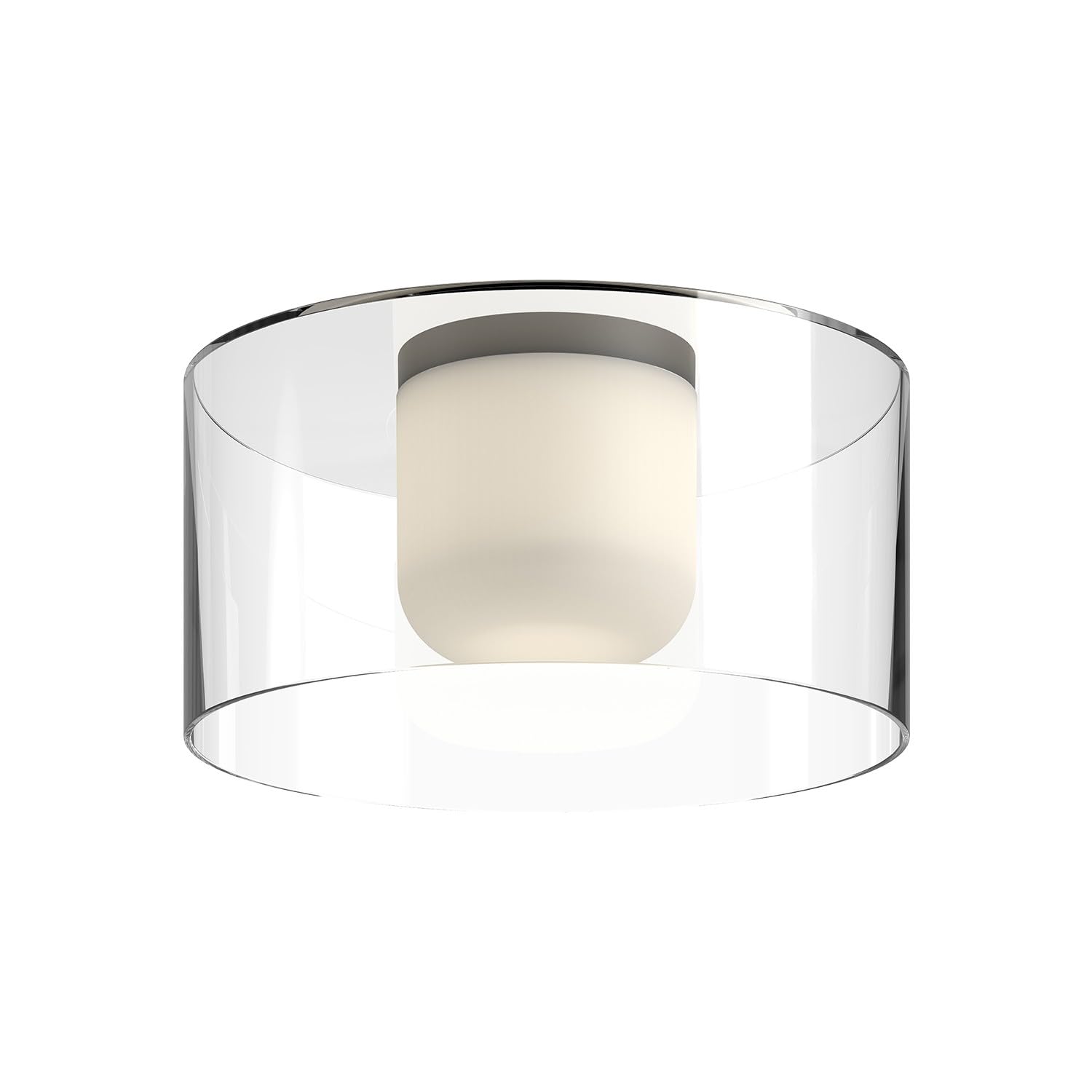 Kuzco FM53512-BK/CL BIRCH 12" FLUSH MOUNT TEXTURED BLACK CLEAR GLASS 120V ELV LED 3000K 90CRI 13W