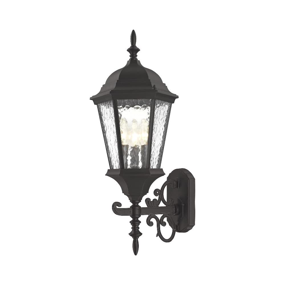 Livex Lighting 7561-14 Outdoor Wall Lantern with Clear Beveled Glass Shades, 23.5" x 9.5", Black