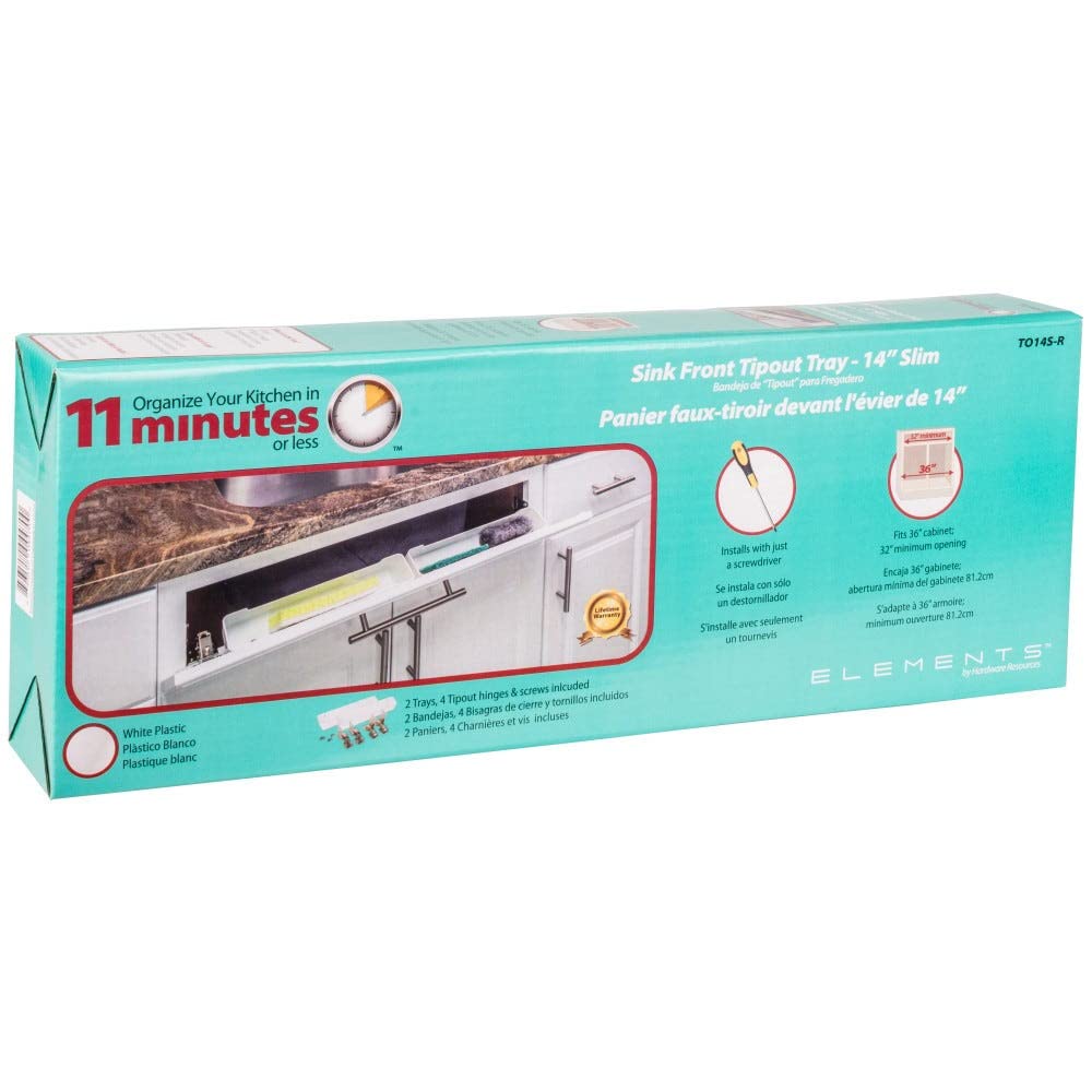 Hardware Resources TO14S-R 14-13/16" Slim Depth Plastic Tip-Out Tray Kit for Sink Front