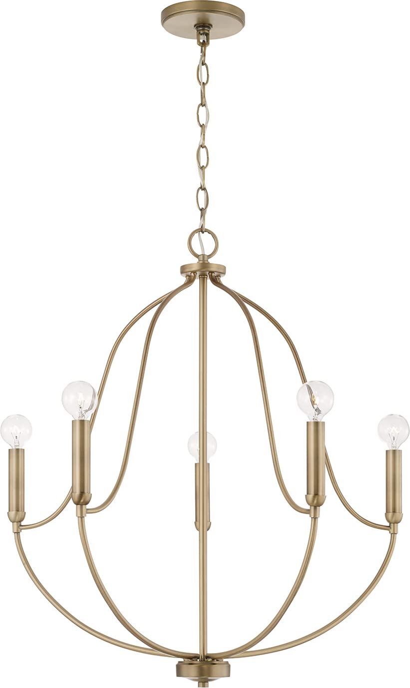 Capital Lighting 447051AD Madison 5 Light Chandelier Aged Brass