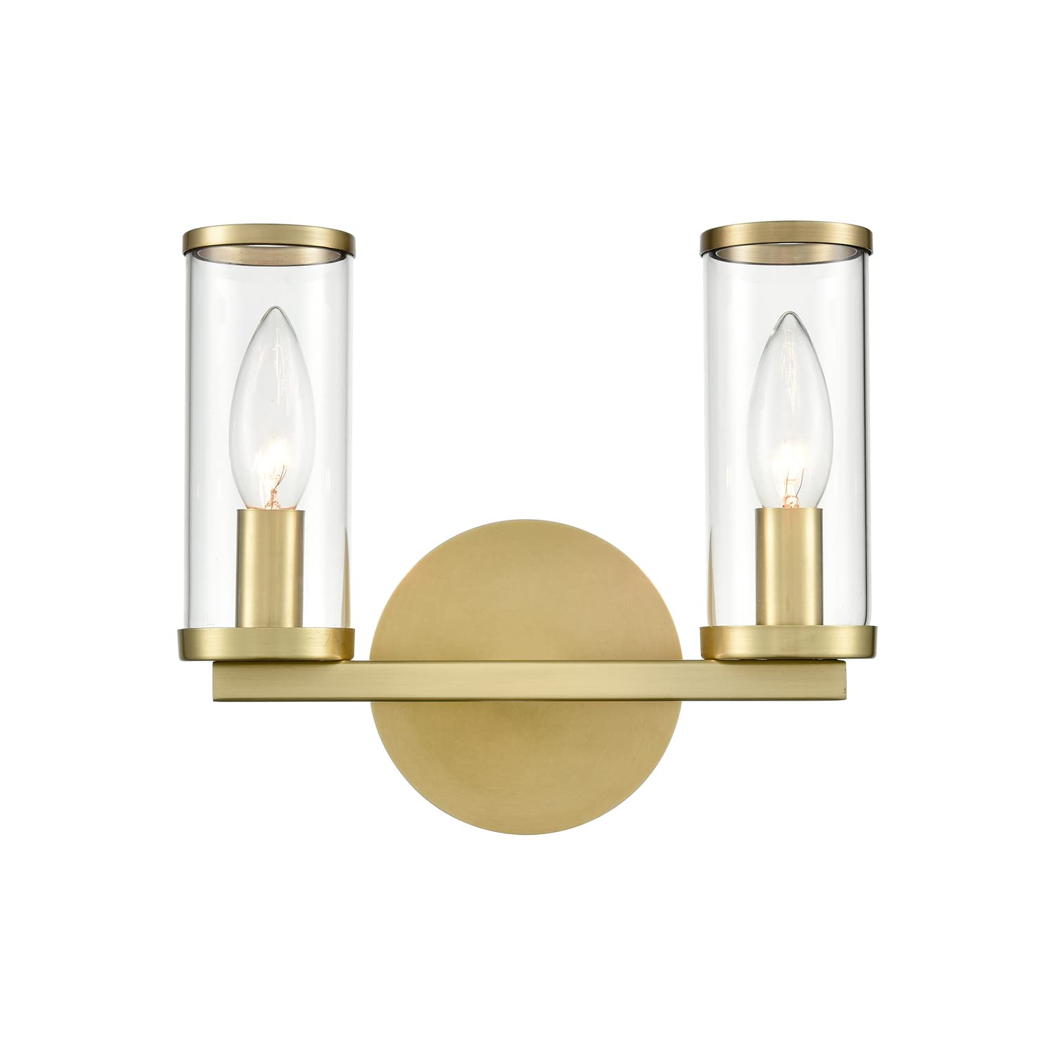 Alora WV309022NBCG REVOLVE WALL VANITY 2 LIGHT NATURAL BRASS CLEAR GLASS