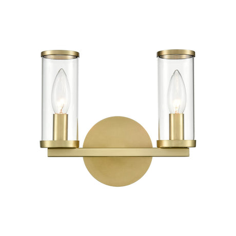 Alora WV309022NBCG REVOLVE WALL VANITY 2 LIGHT NATURAL BRASS CLEAR GLASS