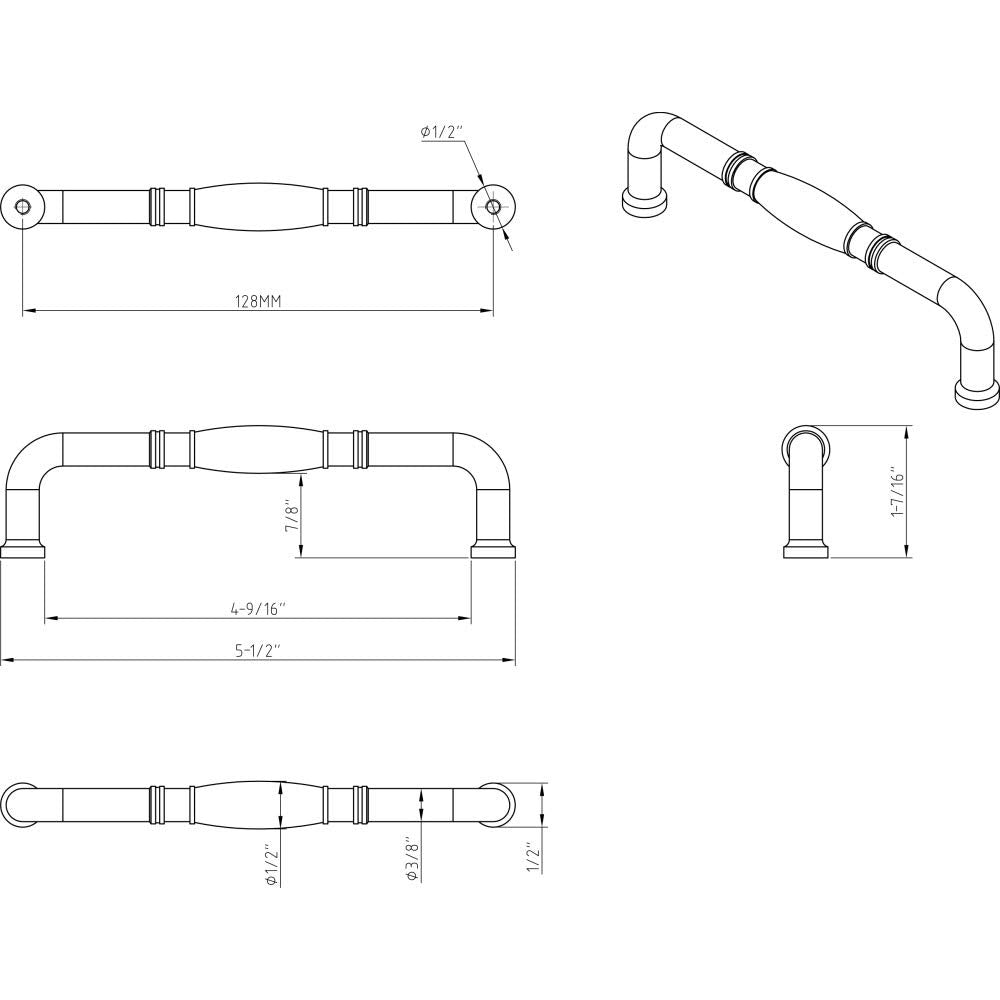 Jeffrey Alexander Z290-128-MB 128 mm Center-to-Center Matte Black Durham Cabinet Pull