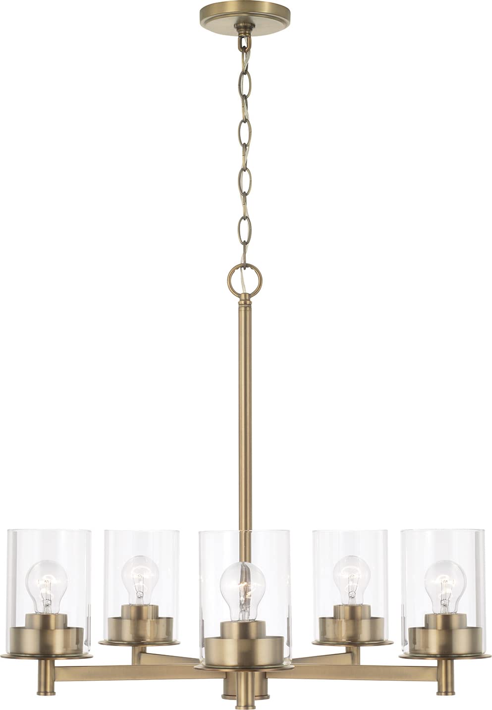 Capital Lighting 446851AD-532 Mason 5 Light Chandelier Aged Brass