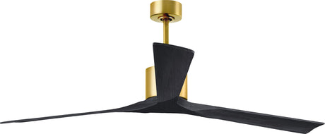 Matthews Fan NKXL-BRBR-BK-72 Nan XL 6-speed ceiling fan in Brushed Brass finish with 72” solid matte black wood blades