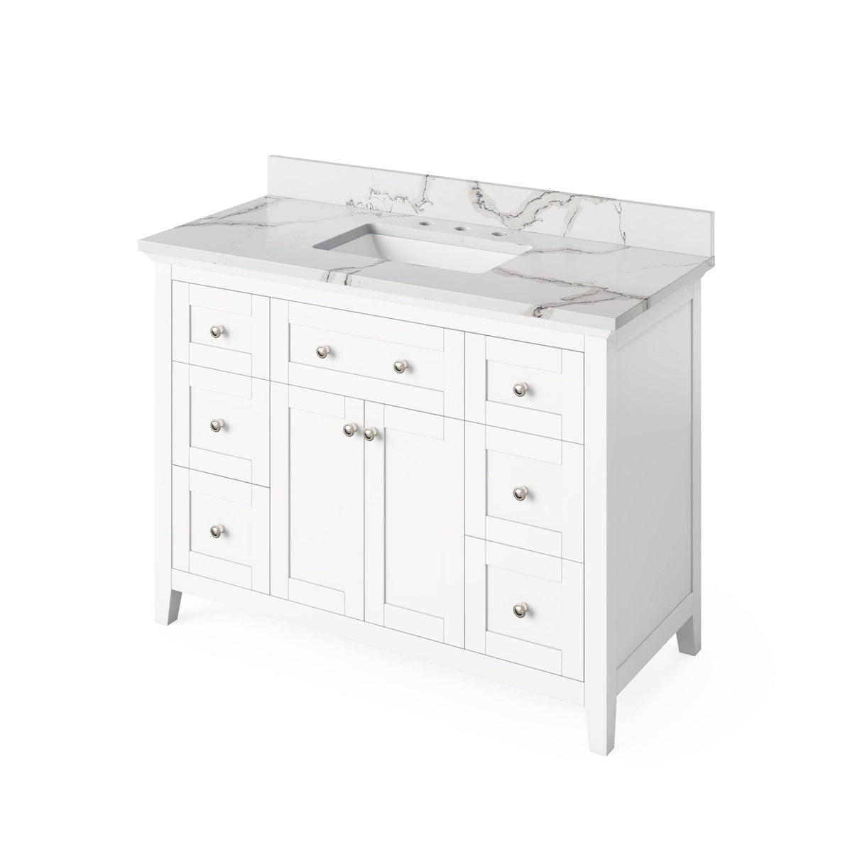 Jeffrey Alexander VKITCHA48GRBOR 48" Grey Chatham Vanity, Boulder Cultured Marble Vanity Top, undermount rectangle bowl