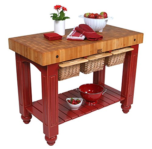 John Boos CU-GB4824-WT Gathering Block III - 4" Thick 48x24 Maple Butcher Block; Walnut Stained Base