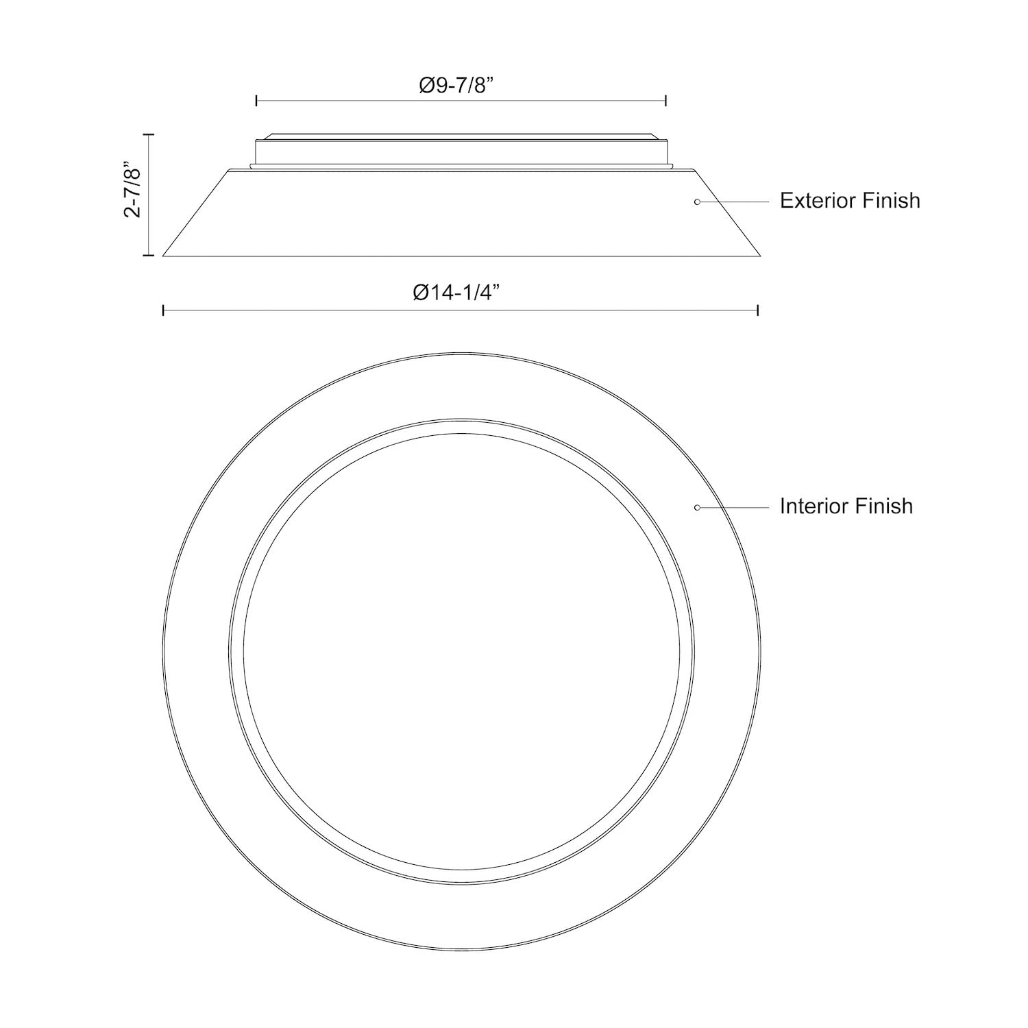 Kuzco FM43414-WH/GD JASPER 14" FLUSH MOUNT OUTER WHITE INNER GOLD SHADE 16W 120VAC LED 3000K 90CRI
