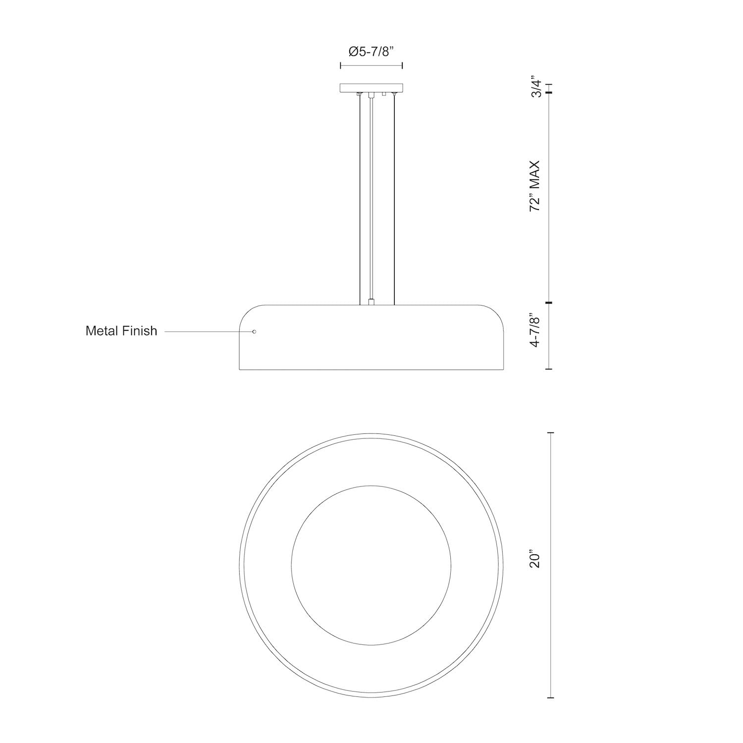 Kuzco PD13120-WH BEACON 20" PD White 120V ELV LED 3000K 90CRI 26W