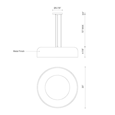 Kuzco PD13120-WH BEACON 20" PD White 120V ELV LED 3000K 90CRI 26W